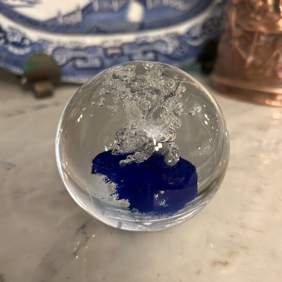 Adam Jablonski Hand Crafted Art Glass Crystal Swirl Faceted Paperweight,  Signed - Picture 2 of 7